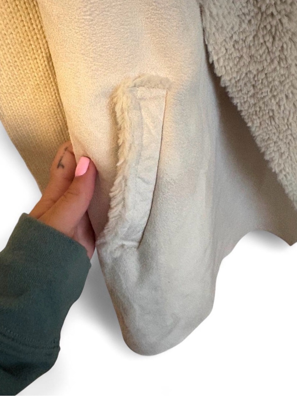 Me Jane Cream Sherpa Shawl-Collar Teddy Jacket - Picture 3 of 5